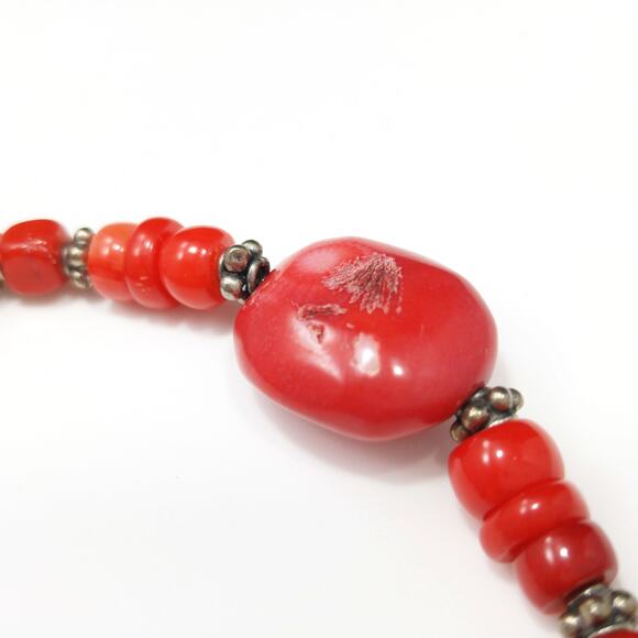 Paige Wallace Red Coral Beaded Bracelet w/ Silver Accents & Toggle Clasp - Picture 6 of 8
